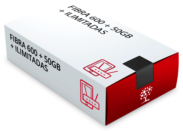 Paquete de fibra 600Mb + 50GB de datos móviles + llamadas ilimitadas con Movilfly